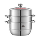Aistar Steamer Timing Steamer 304 Stainless Steel Three Layers Thickened Large Capacity Household Steamed Bun Pot Gas Induction Cooker 304 Stainless Steel Timing Steamer 3 Layers 26cm