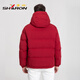 Sherron Down Jacke Herren Kurzer loser Herbst- und Winterjacke mit Kapuzenmodik und vielseitig Sport und lässig 12605 Mist Blue XL