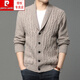 Pier Cardin Marke High-End-Herrenbekleidung Frühling und Herbst Wollmantel mit grünen Obst-Repels für Männer Außenkleidung Pullover dicker Pullover Strickpullover Strickjangel Trendy Strick Schwarz S