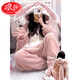 LangSha winter one-piece pajamas for women, cute cartoon rabbit hooded coral velvet and thickened warm flannel home clothes, clown fish one-piece pajamas, L size 100Jin Jin is equal to 0.5kg -120Jin Jin is equal to 0.5kg