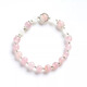 BOSFRU high-end pink quartz crystal bracelet for girls, Hetian jade small fresh, simple, sweet and cute style, gift-giving thin chain customization, suitable for clean hands with a circumference of 14cm