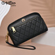 Goldlion Women's Bag Genuine Leather 2025 Summer New Fashion Clutch Zipper Large Capacity Coin Purse Mobile Phone Bag Women's Wallet Black