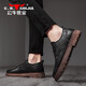 Bull Family Men's Zapatos de cuero casual de cuero de estilo británico Zapatos formales de encaje negro de encaje negro 43