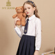 IVY HOUSE Ivy children's clothing girls' shirts for big and small children spring new style cotton JK style shirt elegant and versatile college white 120cm (120/56)