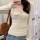Miao Yijia fake two-piece floral lace winter bottoming shirt for women, which can be worn outside, pure and slim-fitting long-sleeved top, fashionable and stylish for spring. Floral fake two-piece bottoming shirt. L Recommendation: 105-120 Jin Jin is equal to 0.5 kg