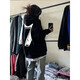 Digada Black Kapuzen mit Kapuze amerikanischer HipHop Sweatshirt für Männer und Frauen Herbst und Winter Übergroße faule trendige Marke Vielseitiger Mantel für Männer HDFS-687 Black [regulär] l