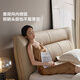 
Lin's home double bed master bedroom large bed modern light luxury top layer cowhide ribs skeleton bed leather art bed 1.8 meters 2 meters TPC701