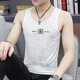 Ao Hu summer ice silk new men's sleeveless bottoming vest vest slim fit sports upper body with base and quick drying and breathable [single-piece] dark gray 4XL [160-175Jin [Jin equals 0.5 kg]]