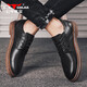Bull Family Men's Zapatos de cuero casual de cuero de estilo británico Zapatos formales de encaje negro de encaje negro 43