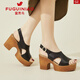 Fugui Bird (FGN) Sandalen für Frauen 2024 Sommer Neuerknopftyp Fisch-Mund-Sandalen für Frauen wasserdichte Plattform Dicke Absatz Sandalen vielseitige Frauenschuhe Beige 36