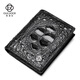 Oulol Thailand Crocodile Leder Kurzer Brieftasche Herrener Leder Business Mode Wallet Multi-Card großer Kapazität Brieftasche dickschwarzer Bauch