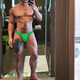 Modal thin sexy low-waisted seamless thong with large bulging bag breathable bikini bottoms for fitness men green 2XL