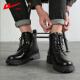 Huili Men's Shoes Martin Boots Men's British Trendy Shoes Winter Plus Velvet retro motocicleta botas para hombres de trabajo