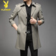 Playboy windbreaker men's autumn and winter new high-end mid-length slim fit light business casual plus velvet 2004 British men's jacket trend thickened 8908 cotton black 165/M recommended 100-115 Jin Jin is equal to 0.5 kg to wear
