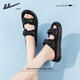 Zapatillas Huili para mujeres en verano sandalias de suela gruesa para mujeres zapatos casuales versátiles de ropa deportiva para mujeres negras 37
