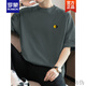 Romon (Romon) 260g schweres, reines Baumwollwäsche-T-Shirt für die kurzärmelige Hals-Hals-Top-T-Shirt von Herren M09-719 Navy Blue L [120-140jin [Jin gleich 0,5 kg]]]