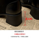 Lu Rang Song Frauen Martin Boots Frauenschuhe dicke Ferse plus Fleece-Stiefel Frühling und Herbst Neue High-End Korean kleine Knöchelstiefel modische kurze Stiefel Dünne Stiefel Schwarze Heel Höhe 6 cm 38