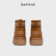 DAPHNE达芙妮雪地靴女加绒加厚东北保暖大棉靴冬季新款复古美拉德厚底短靴 驼色 加绒 跟高4.5cm 37 (235mm) 标准码