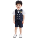 Goku Boys Hobe Gile Suit Little Flower Boy Host Children's Suit Performance Performance Baby d'un an Bleu foncé 130 Poids recommandé 43-50 Jin [Jin est égal à 0,5 kg]