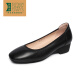 Zapatos de trabajo de Lu Shinan para la suela suave de las mujeres cómodas zapatillas de trabajo a largo plazo de KFC a largo plazo para mujeres sin fatiga, zapatos de cuña de cuero para mujeres negros 181-691Q 38