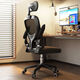 WCZ Jingyi Silla ergonómica Silla de computadora Oficina en el hogar Levante de la silla giratoria Silla de personal respaldo cómodo a largo plazo Bench [actualización] 983 Black French Sponge negro 3D Headrest SGS Certificado Varilla de aire Avalable Antibacterial Condición de piel