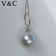 V&C 18K diamond Australian white pendant simple model 11-12MM cold light flawless Australian seawater white pearl necklace 18K+ diamond (excluding chain) 11-12MM