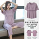 Cat man with chest pad pajamas for women in summer short-sleeved cropped pants thin summer loose outdoor wear suit WT846 [Healing Blue - Short-sleeved + Three-crop pants] L [100-120Jin [Jin equals 0.5 kg]]