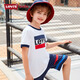 Levi's Levi's summer boys' short-sleeved T-shirt, fashionable and versatile children's clothing, classic three-color label pure cotton half-sleeved top, milk white 150/72 recommended height 140-152cm