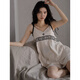 
Shi Jingya pajamas for women in summer pure cotton thin sleeveless suspender shorts for summer simple and fashionable outdoor home clothing suit CXH 12243 suspender women L