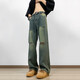 7 Hochwertige Jeans für Männer und Frauen Retro waschen Sommer Old High Street Lose Loch gerade Hip-Hop-Waschen von Mikroscheiben-Hosen CRB-6167 Blue XL