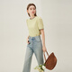 Miss Fan Silan Wenger French temperament contrast lace T-shirt 2024 summer new knitted sweater 24FS12110 beige XS