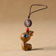 Jingyuan Pavilion jusqu'à Ping'an Santalwood Deer Keychain Car Pendant Couple Couple de téléphone mobile Chaîne suspendue Décoration Hanging Yilu [Ping'an] Barbie Sandalwood - Modèle de trèfle