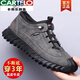 Cartelo Marke Full Cowhide Herrenschuhe für echte Ledersport- und lässige Lederschuhe für Männer und Velvet -Baumwollschuhe Wanderschuhe für Herren OULEN 9226 Single Schuhe grau 38
