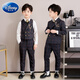 Costumes pour enfants Disney, beaux combinaisons de garçons de fleurs, robes de garçons britanniques, performance de piano pour enfants du milieu à la place, manteau orange bleu foncé + gilet + pantalon + fleur de col + poitrine 90 cm Poids recommandé 25-30 Jin [Jin est égal à 0,5 kg]