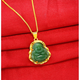 Libiao 18k gold Maitreya Buddha chalcedony jade pendant necklace Vietnamese sand gold and Hetian jade gold inlaid jade pendant for girlfriend Green Buddha pendant + box necklace