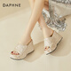 
Daphne thick-soled sequin high-heeled heeled sandals for women in summer small heightened fashion flip-flops for women apricot color 36