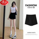 Langsha black tight shorts for women to wear as outerwear, elastic high-waisted sexy hot pants, slim butt-covering hot pants, ultra-short three-quarter pants, black M, recommended 111-120 Jin Jin is equal to 0.5 kg