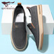 Seven Wolves men's shoes summer cloth shoes breathable fabric one foot canvas shoes business casual shoes classic board shoes Father's Day dark blue 40