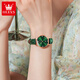 Olius Swiss certified watch women's fashion watch waterproof belt women's watch retro small green watch female student watch 5505-green leather rose green watch women's watch