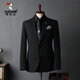 Woodpecker (TUCANO) Striped Suit Men's Full Groom's Suit British Style Groomsmen's Clothes Business Formal Wedding Suit Men's Black (Suit+Vest+Trousers) XL 52 (125-135Jin Jin equals 0.5kg)