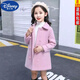 Disney (DISNEY) Veste en laine pour fille 2023 Nouveau manteau d'hiver en laine à la mode pour enfants automne et hiver de style coréen pour enfants moyens et grands, doublure simple rose 130
