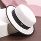 Hat Universal Summer Travel Beach Hat Seaside Sun Shade Sun Straw Hat Dome British Style Top Hat White 7cm Brim M Label M (56-58cm) Adjustable