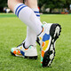 Feelaces Children's Rotary Button Schnürfußballschuhe Trainingschuhe TF gebrochene Nägel Jungen und Mädchen Mittelschüler Künstliche Gras-Sneaker 9893 Weiß 30