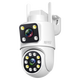 Military Vision Dual Camera 10MP Outdoor 4G Free Recharge Lifetime Free Traffic Home Monitoring Wireless WiFi Full Color Night Vision Monitor Panoramic 360 Degree No Blind Angle Outdoor [Dual Camera 10MP Top with WiFi Version] 128G Memory Card