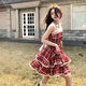 Qinhuafang winter clothes women's clothing New Year's clothing set female students' Christmas clothing design sense for autumn and winter. Red cross sweater + red plaid suspender skirt 6627 S Recommended 70-85 Jin [Jin equals 0.5 kg]