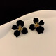 Idel niche design French light luxury high-end temperament black flower earrings women's unique earrings 2025 new earrings A4X105 black flower E3176