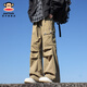Big Mund Monkey (Paul Frank) American Work Hosen für Männer im Herbst lose trendige High Street Sports Casual Hosen Herren neue Straight Hosen 9858H Khaki [offizielles authentisch] 3xl [Empfohlen 175-200jin [Jin gleich 0,5 kg]]