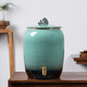 Thick ancient but thin present Jingdezhen Ceramics Jingdezhen Ceramic Water Cylinder Oil Cylinder Rice Cylinder Household Pure Water Bucket for Tea Brewing Wine Storage Oil Tank Hot Pumping Kettle with Faucet 20Jin Jin is equal to 0.5kg with faucet - High Temperature Kiln Transformation/Pengpi Shenghui
