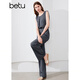 Betu women's summer new fashion suit round neck top and trousers two-piece suit for women 2406T42 Gray S