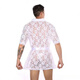 Männer Sex Nachthemd für Männer Super sexy Spitze transparent Tanga Bademantel Hauskleidung Set Perspektive Versuchung Schwarz S